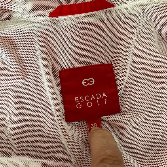 Vintage 90’s Escada women’s golf hood red/white vest! Mesh lined! Pockets Size 8 - Picture 8 of 14
